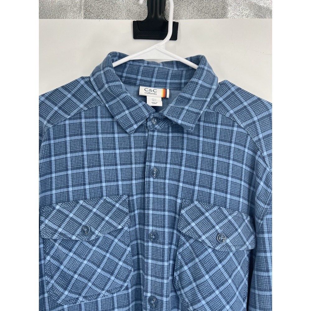 C&C California Women's Blue Very Soft Long Sleeve Button Up Shirt Size Large